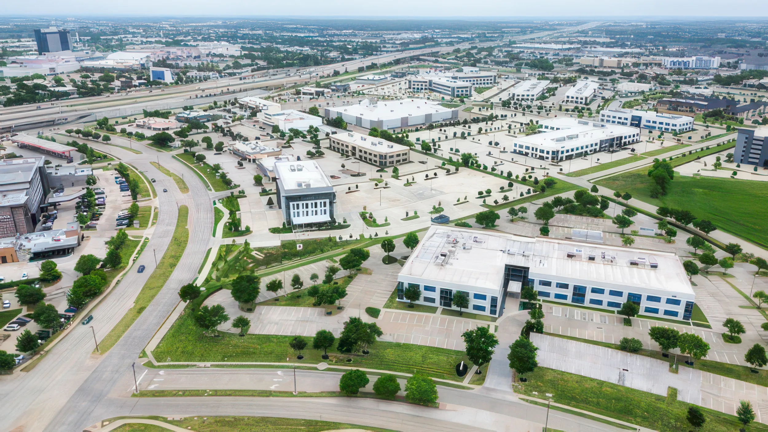 Aerial looking across the corridor toward the tollway